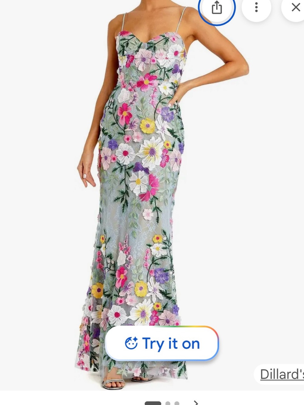 Mac Duggal Floral Embroidered Green Maxi Skirt